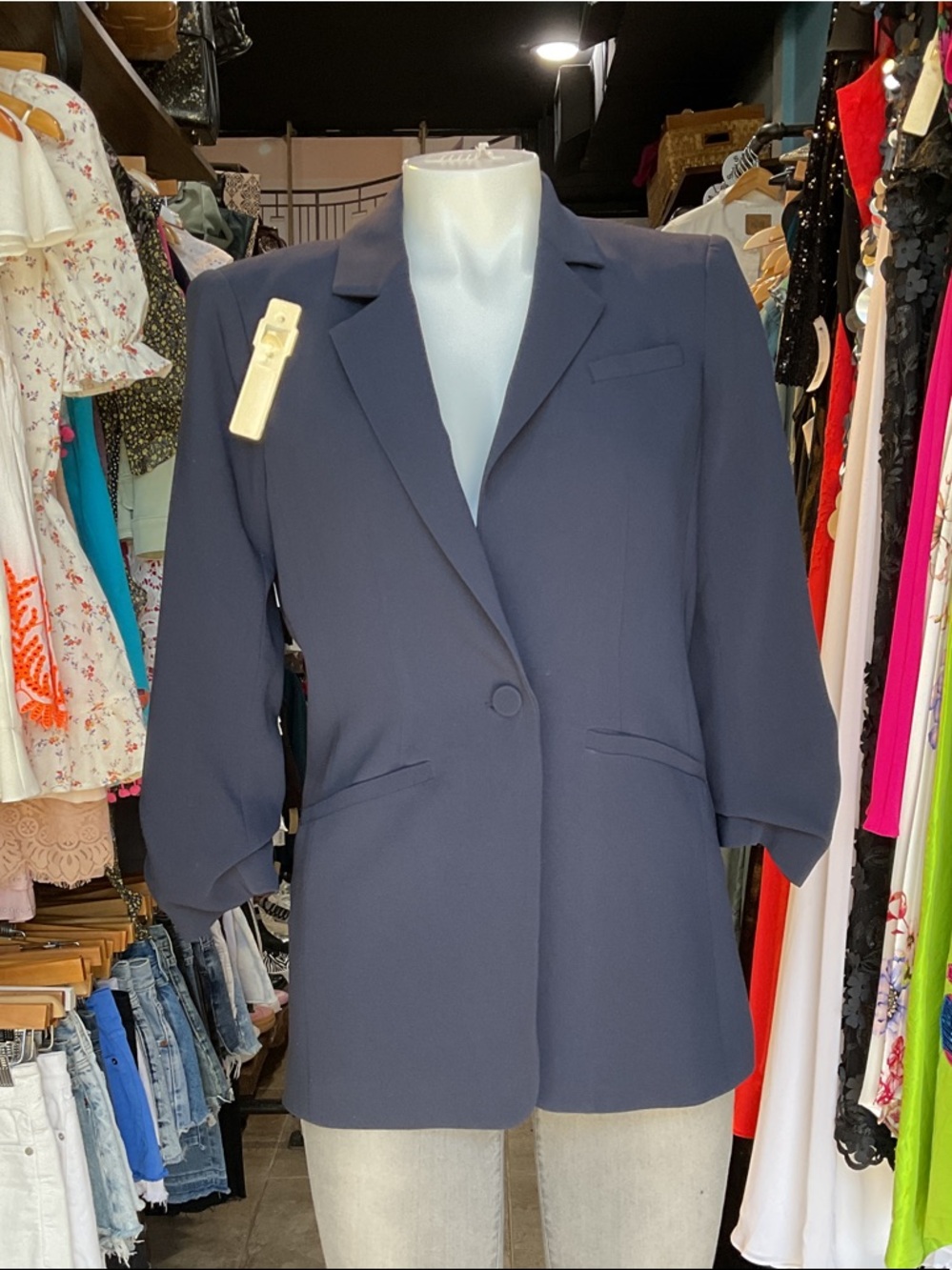 cinq a sept Navy Single-Button Blazer